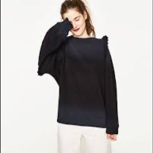 Zara black ruffle sweatshirt